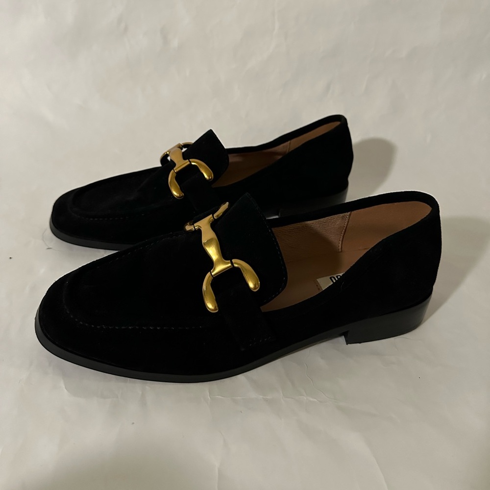 Black Loafers with Gold Accent